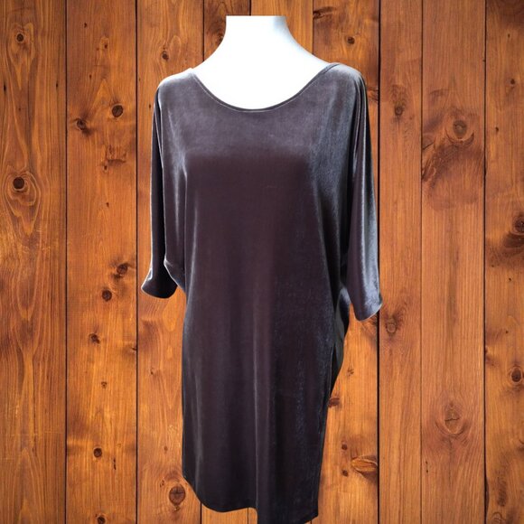 Shop Meg Dresses & Skirts - Meg Shop Women's Small Brown Velvet Draped Back Brown Dress 3/4 Dolman Sleeve